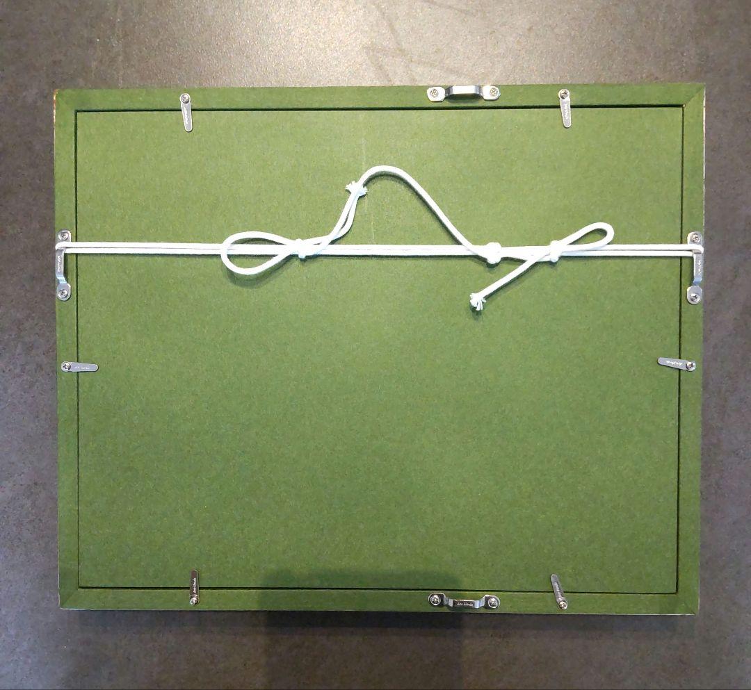 額装 雄勝石絵 10cm角 x 2 石絵画家 齊藤玄昌實作