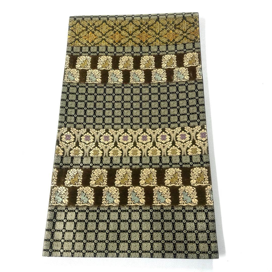 専用帯5824 ●高級 正絹 牡丹兎に花菱文 六通 袋帯