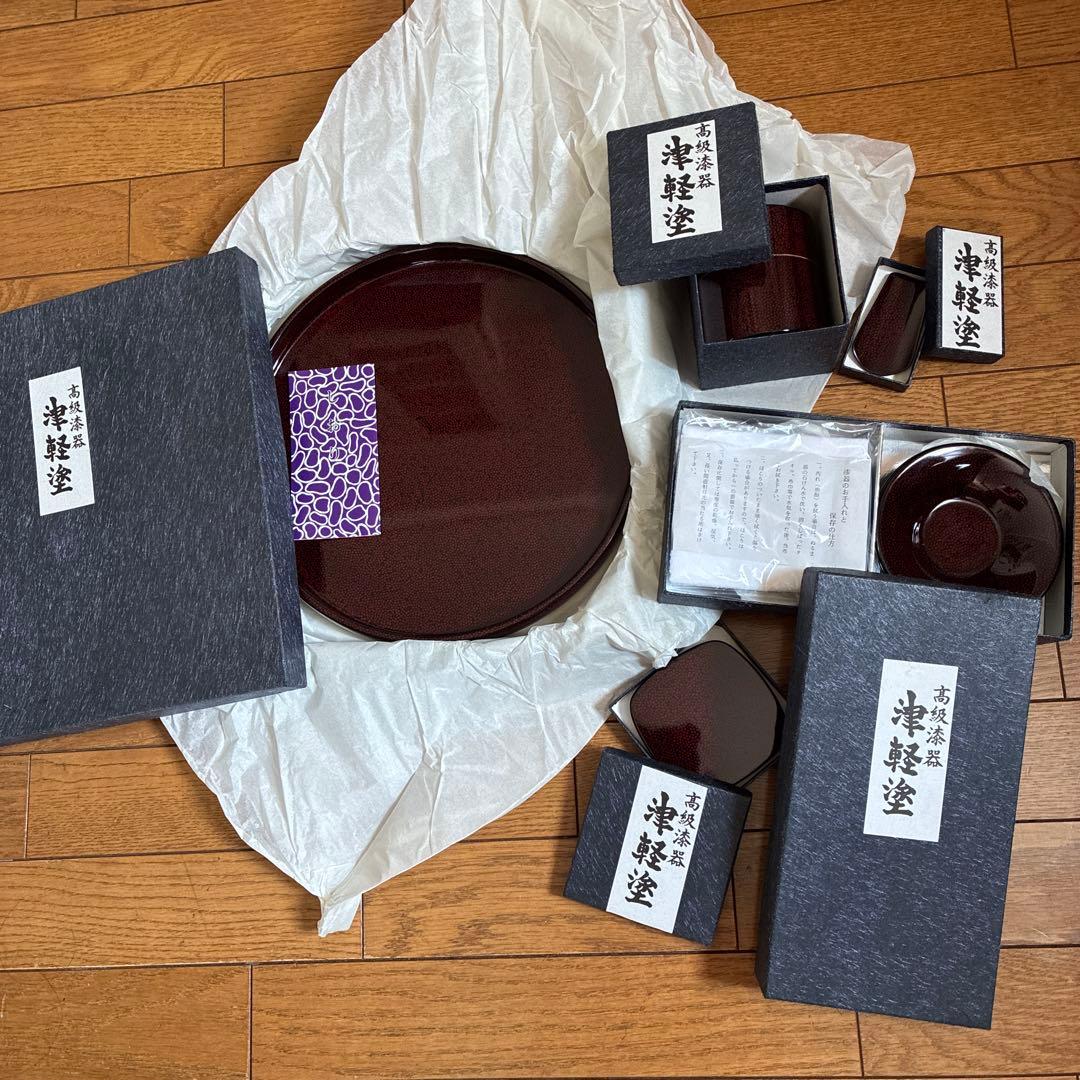 津軽塗　盆　茶筒　茶托　ヘラ コースター