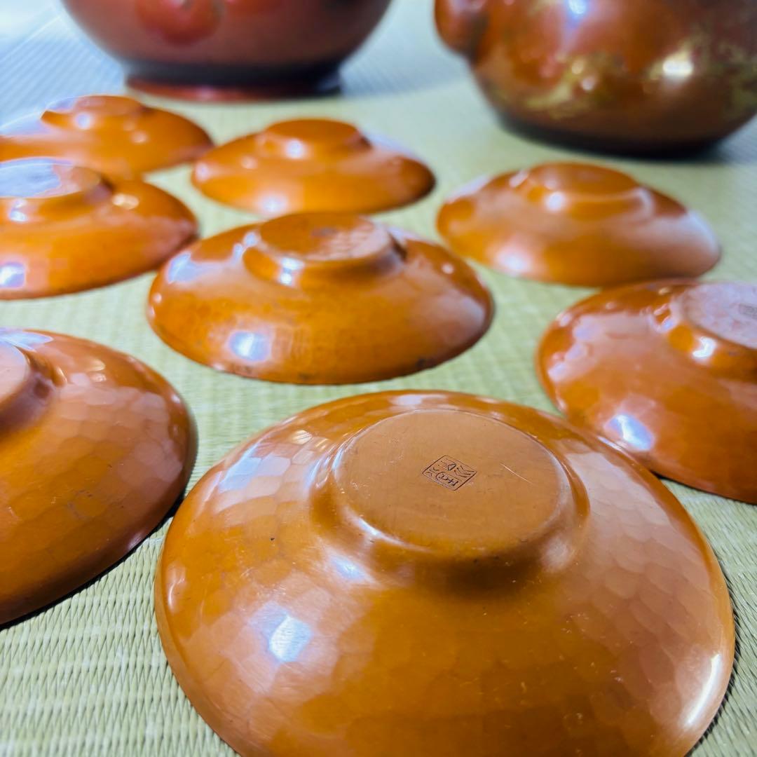 山川堂　夫婦薬缶　茶托　金彩　鎚起銅器口蓋付水次 大型 水注 湯沸し 茶道具