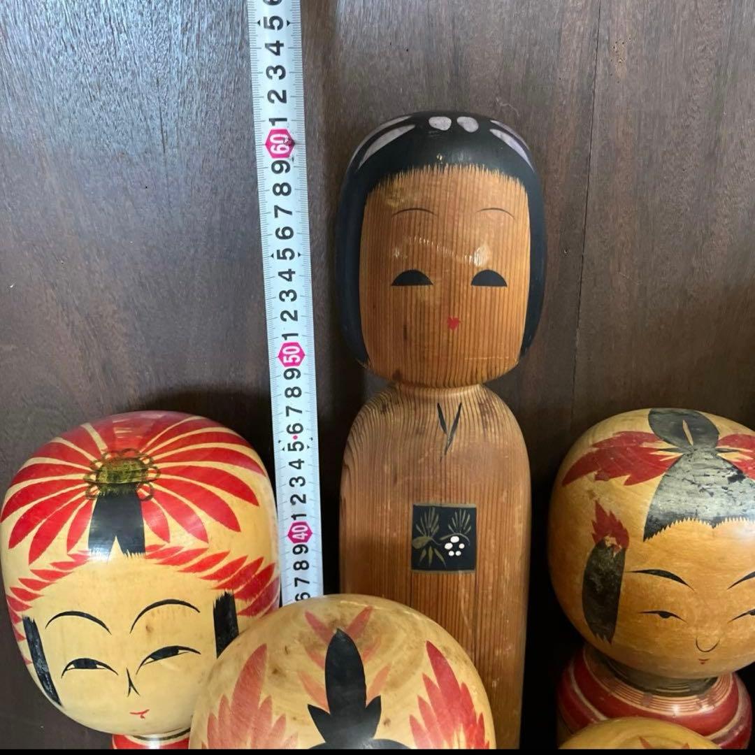 D-3 昭和レトロ 木製 こけし 小芥子 大型 特大 8体セット まとめ売り
