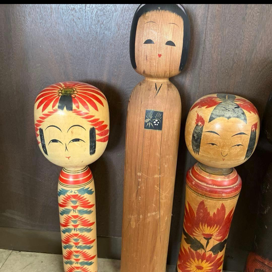 D-3 昭和レトロ 木製 こけし 小芥子 大型 特大 8体セット まとめ売り