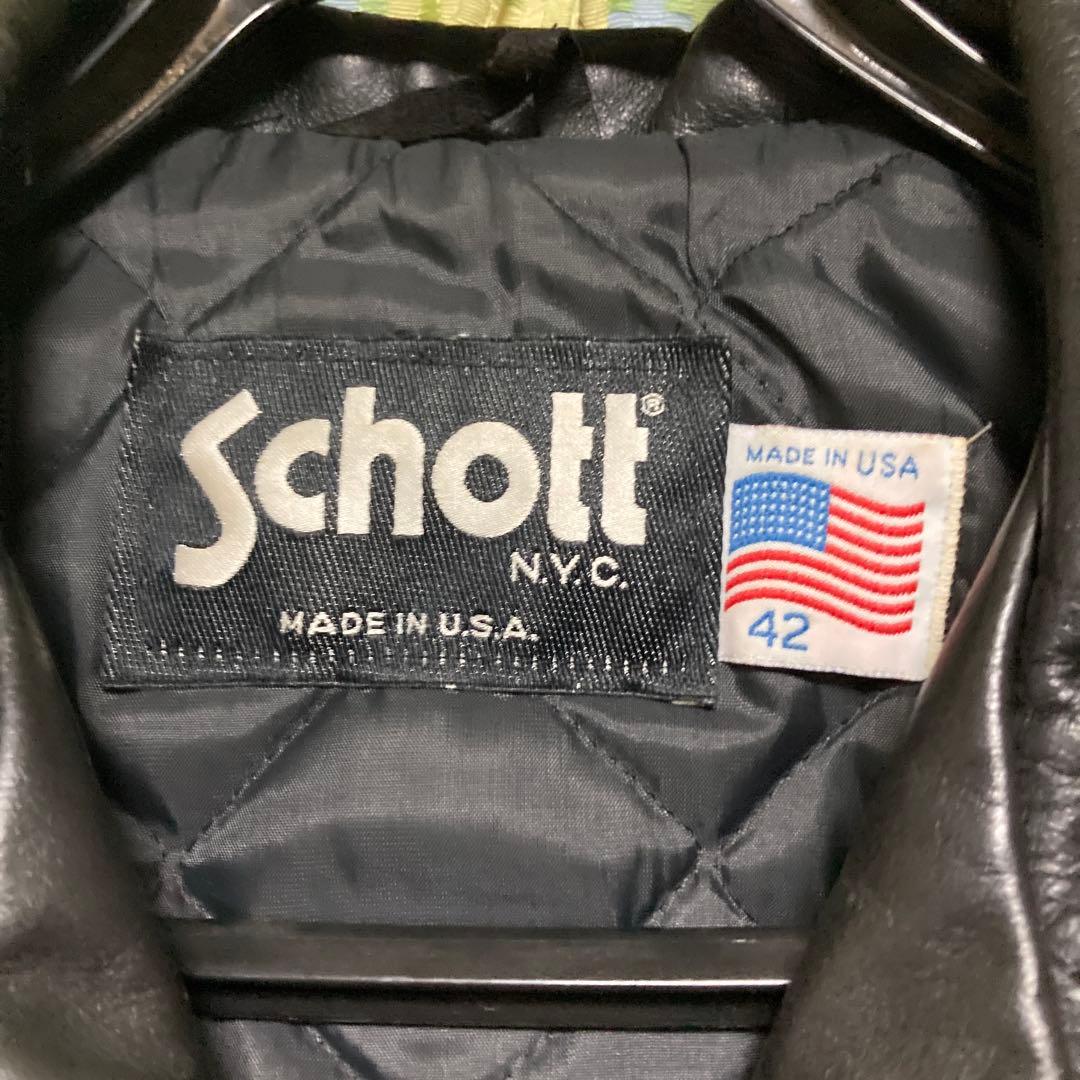 【即購入可】Schott ブラック レザー シングルライダース　634