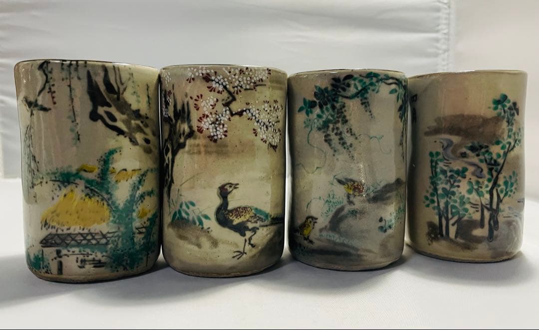 乾山写定家詠十二ヶ月歌絵銘々湯呑み　幸泉窯　平泉謹製