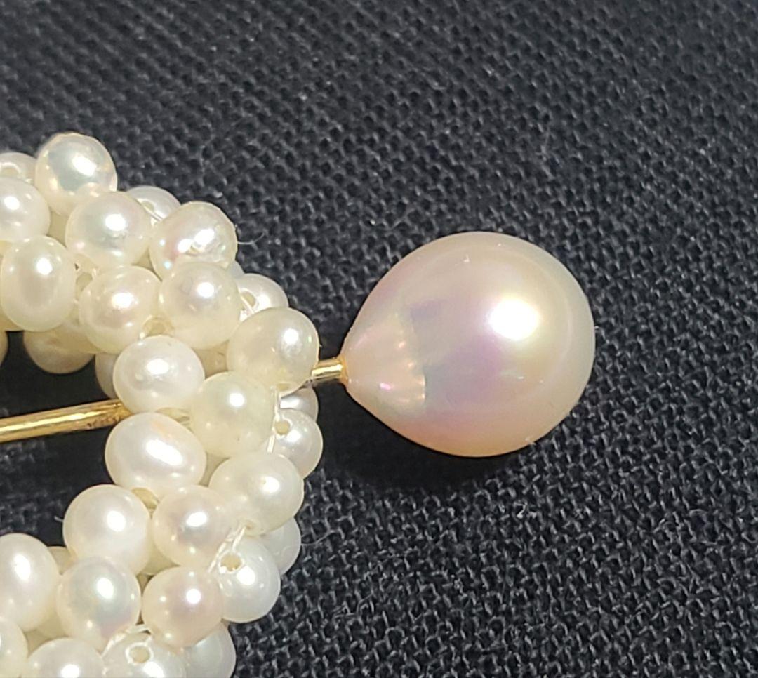 ヴィンテージ K18 パール付き ハート ブローチ ピンブローチ