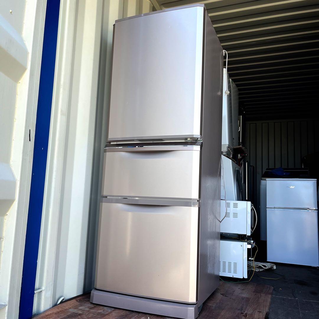 取付無料！三菱自動製氷機付きピンクゴールドおしゃれインテリア3ドア冷蔵庫！