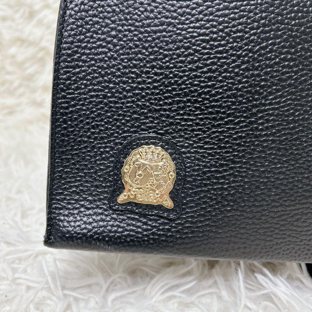 A.D.M.J 高級　本革 ワンショルダー 黒 シボ革 A4 ポーチ付　GC付き