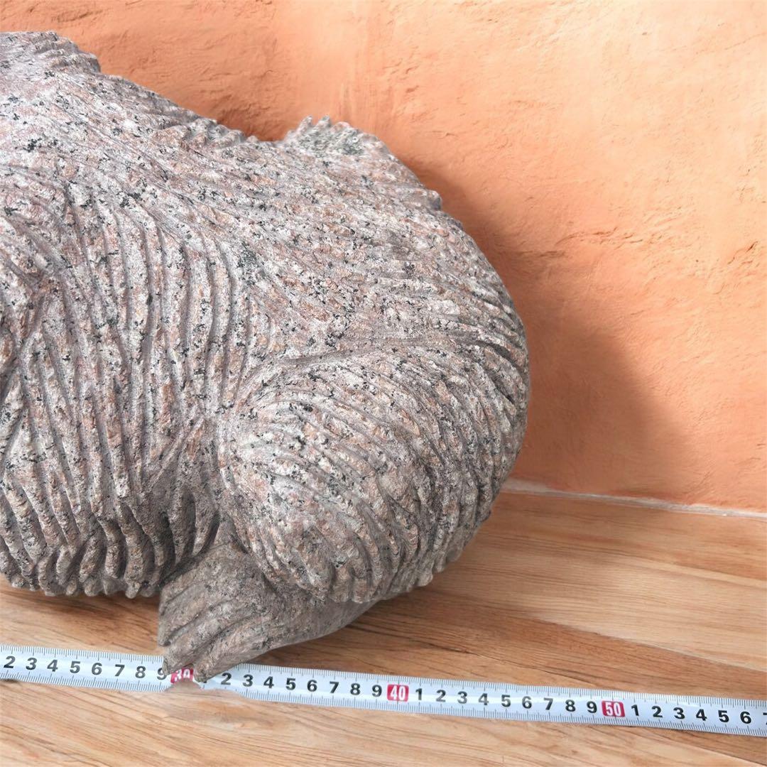 天然石 犬 石彫置物 ガーデンオブジェ 重厚彫刻