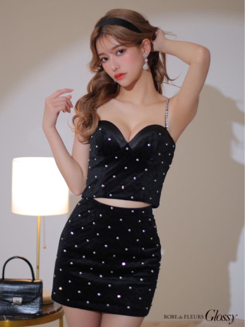 ⛄️ROBE de FLEURS ビジュー付きドレス　glossy sugar