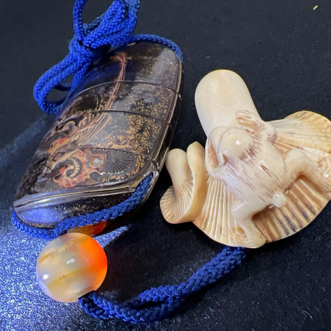 専用　江戸時代　蒔絵印籠、極上根付　60g 東Y8-0106☆2F