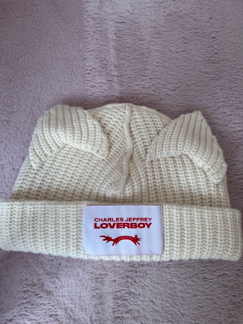 CHARLES JEFFREY LOVERBOY 猫耳ニット帽 ラバーボーイ 白