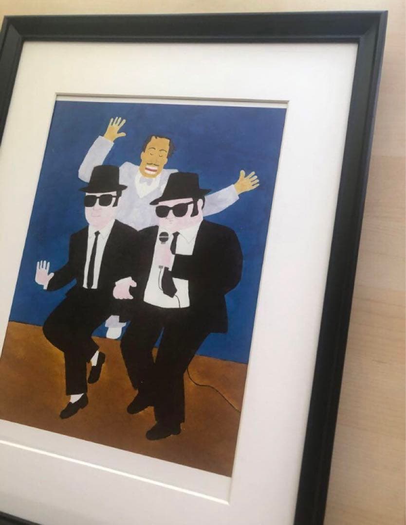 PK額装品 和田誠 映画 ブルースブラザーズ A3額入 ポスター風 イラスト