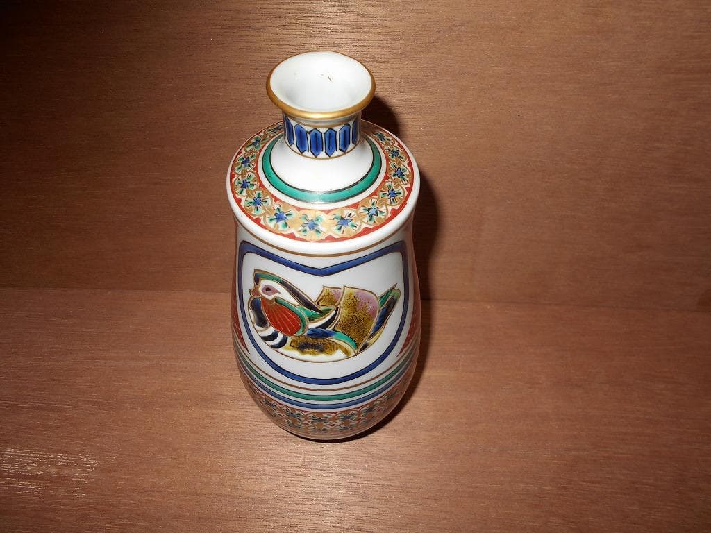 九谷焼　北出星光　色絵　瑞鳥紋陶瓶 : 九谷　花瓶　星光　北出塔次郎に師事