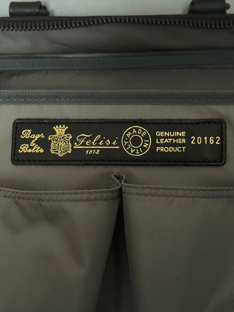 フェリージfelisi オーバーナイトバッグ フルレザーブラックｘグレー