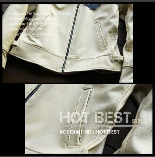 XL【新品】22万円　最上級牛革 美カラーホワイトアイボリー レザージャケット