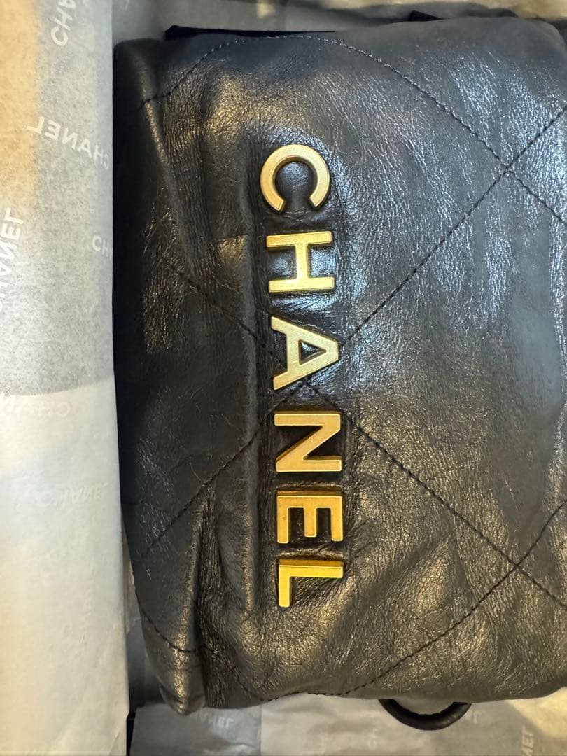 【レシート有 美品】CHANEL 22 ミニ ブラック ゴールド金具