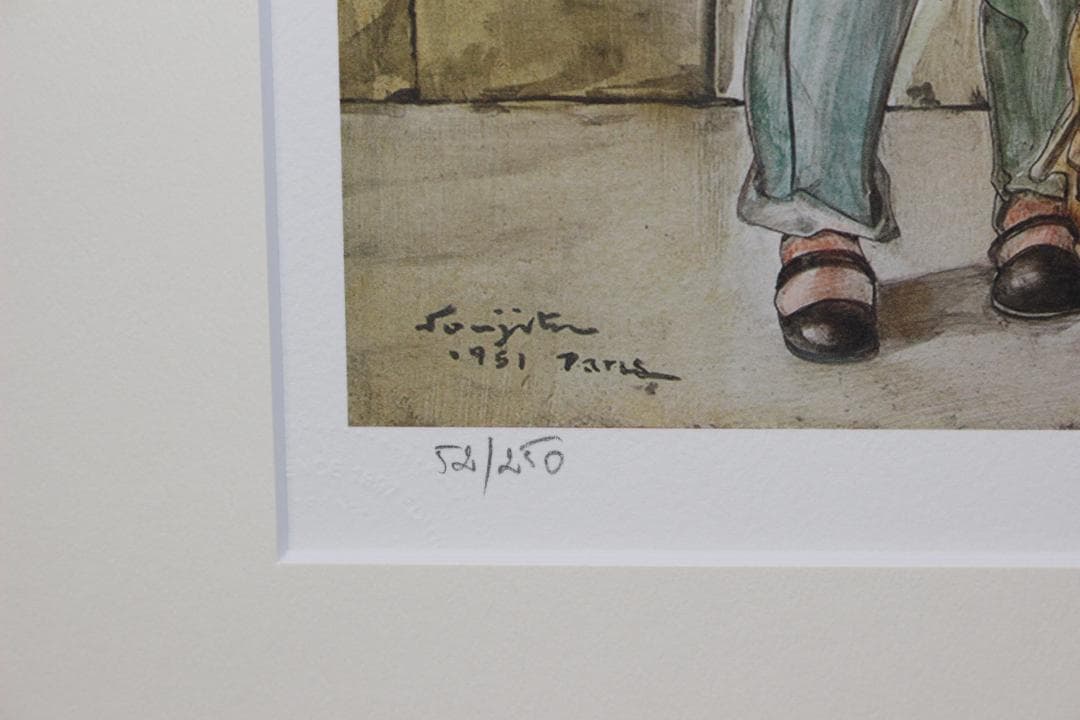 藤田嗣治 エスタンプリトグラフ「パンを持つ少女」販売証明書付き 250部限定