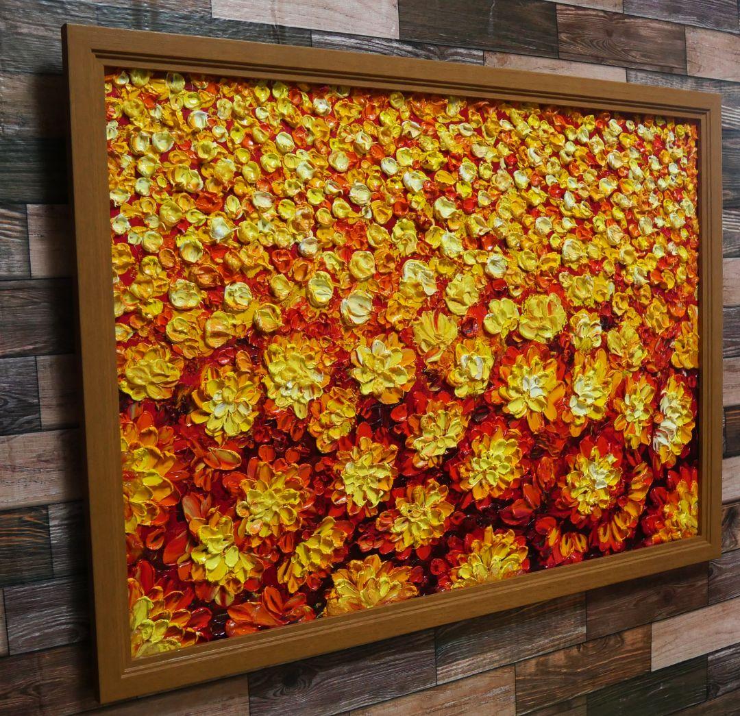 油絵 油彩 絵 絵画 マリーゴールド畑【A2】