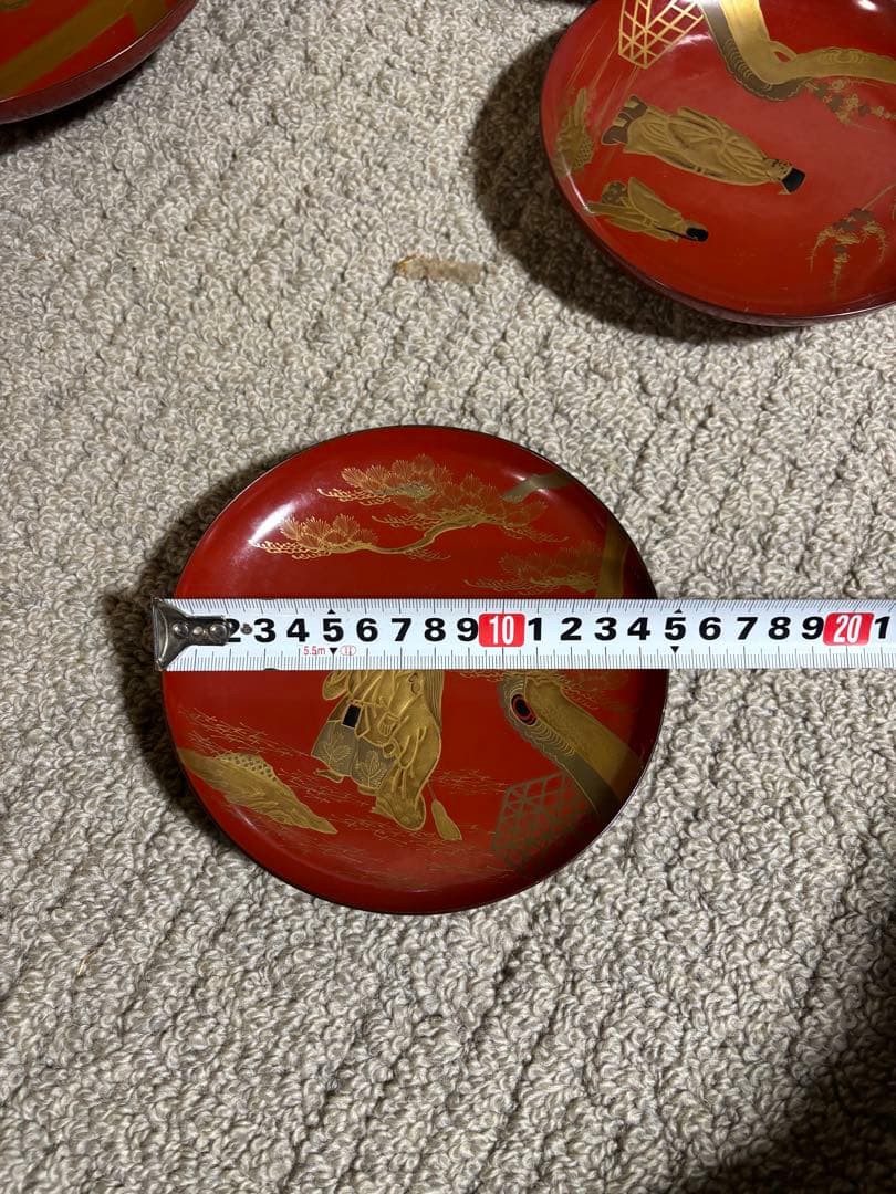 明治時代 金蒔絵 朱塗 祝議用 大盃 金彩絵図 漆器 骨董品 蔵出し 時代物