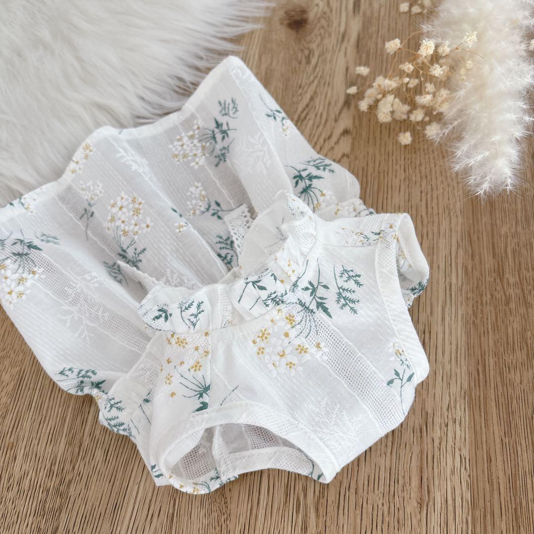 ハンドメイド　ぷっくり花柄ドビー織りバックリボンワンピース　犬服