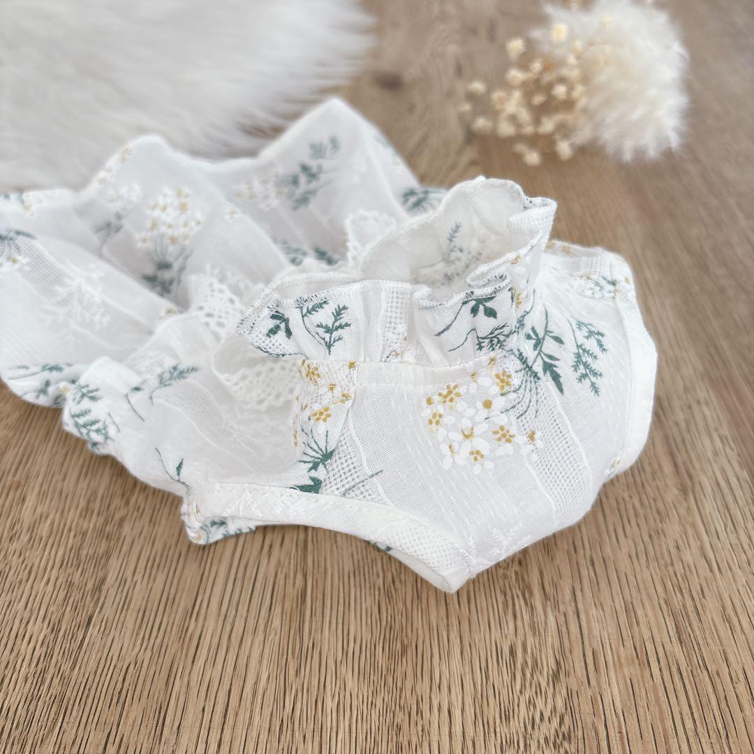 ハンドメイド　ぷっくり花柄ドビー織りバックリボンワンピース　犬服