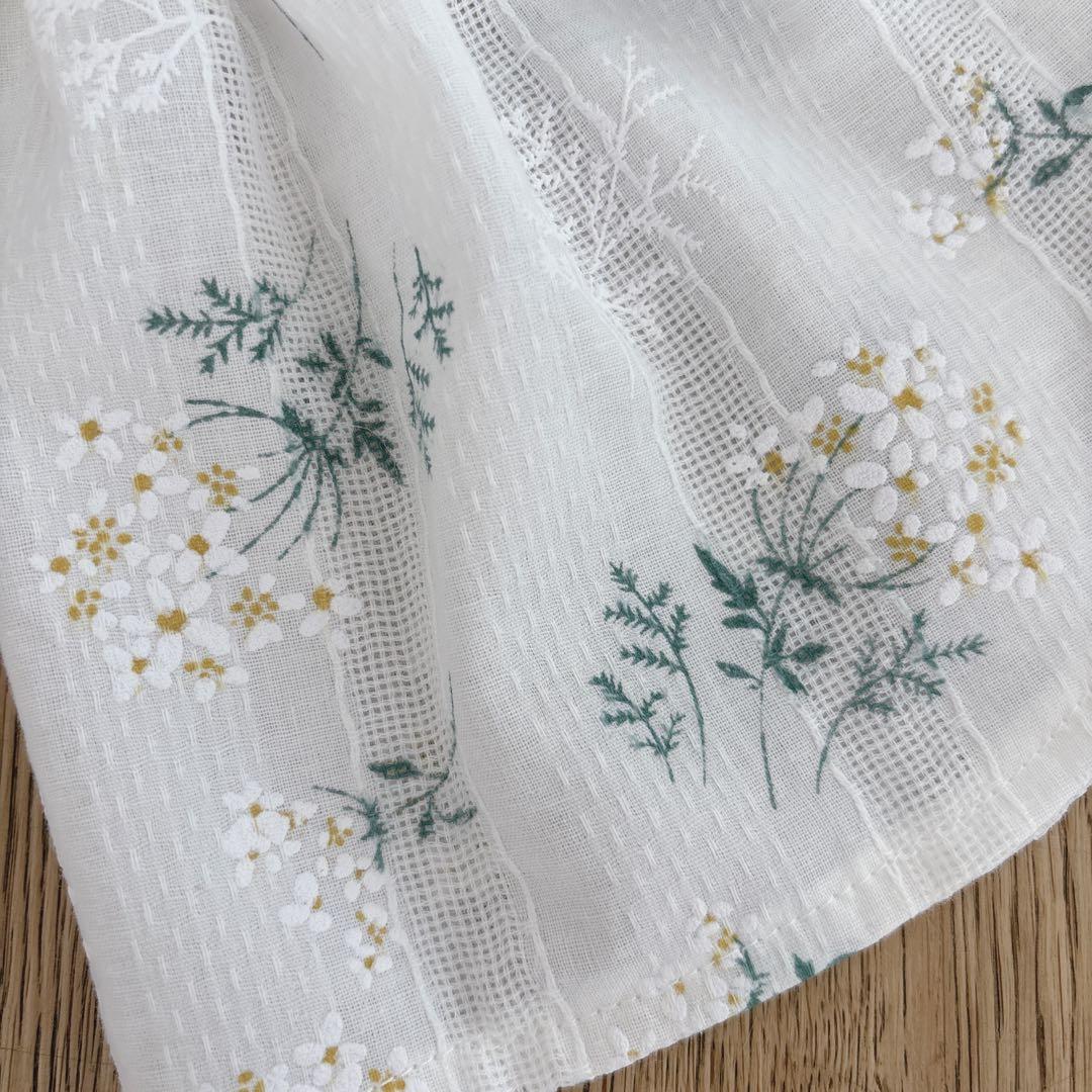 ハンドメイド　ぷっくり花柄ドビー織りバックリボンワンピース　犬服