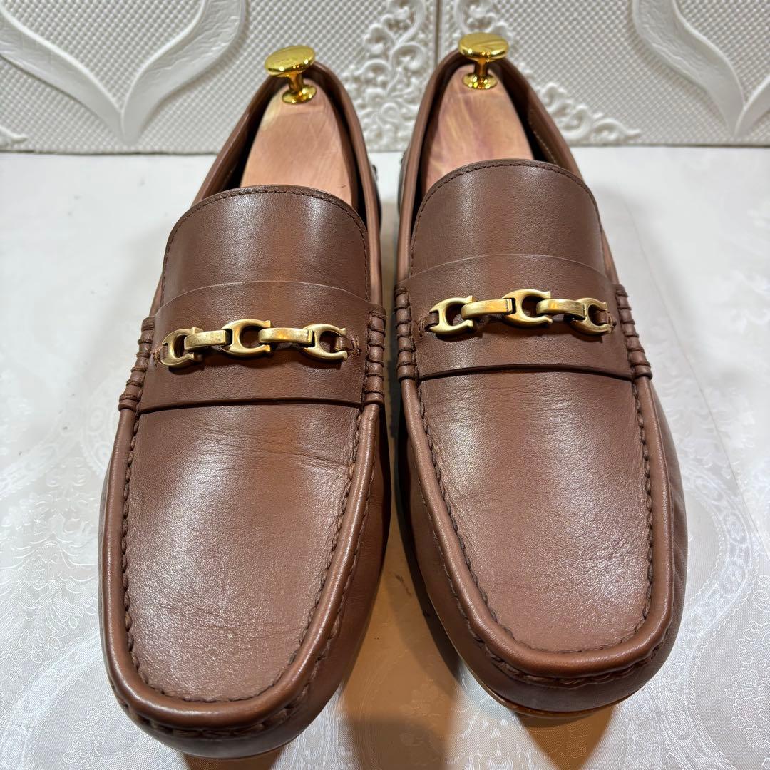 美品COACHシグネチャーチェーン ビットローファー　ラバーソール