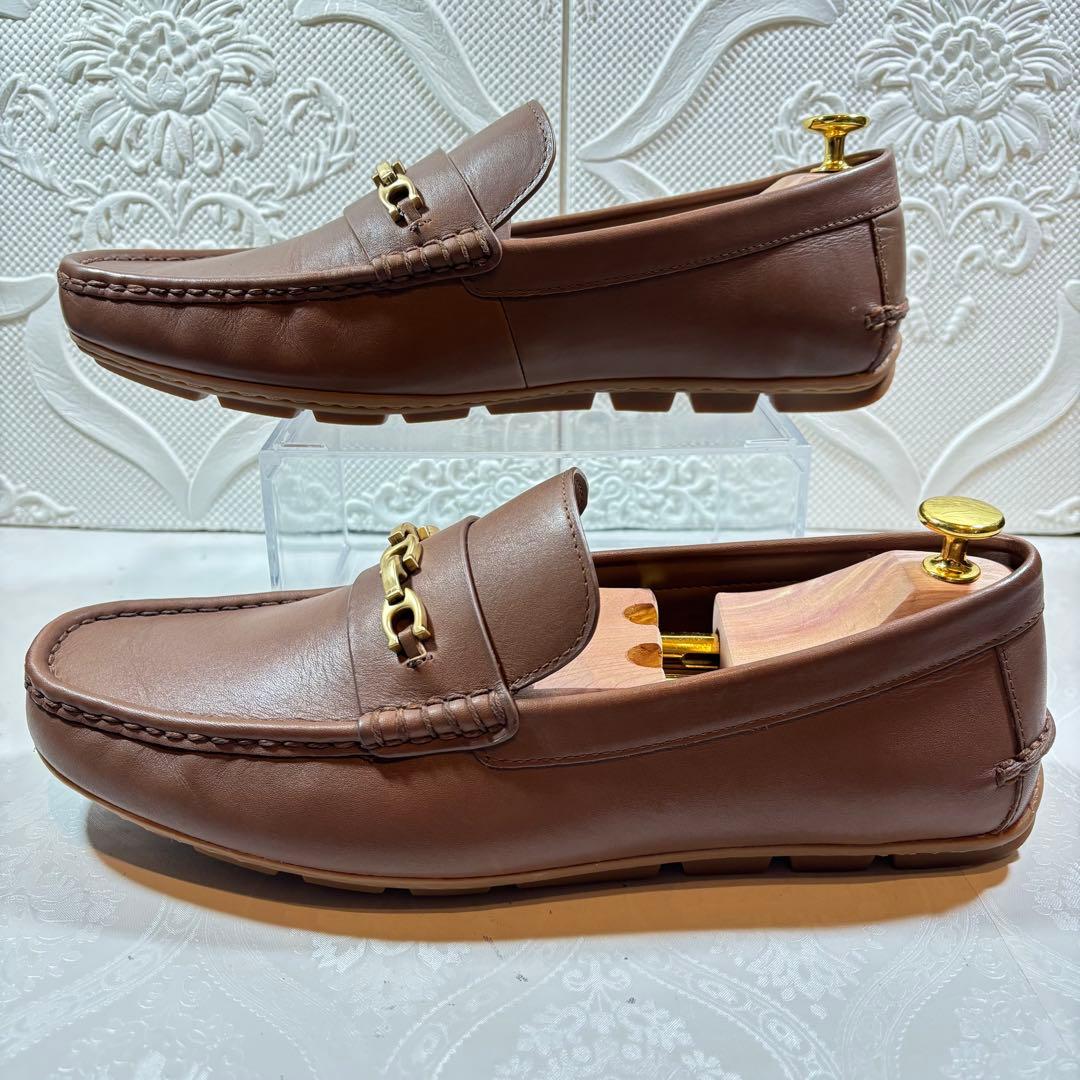 美品COACHシグネチャーチェーン ビットローファー　ラバーソール