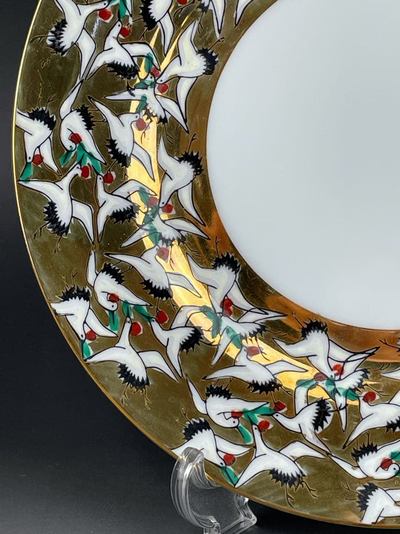 【希少】九谷焼 1000クレーン 鶴 シュガーボウル クリーマー 皿 プレート