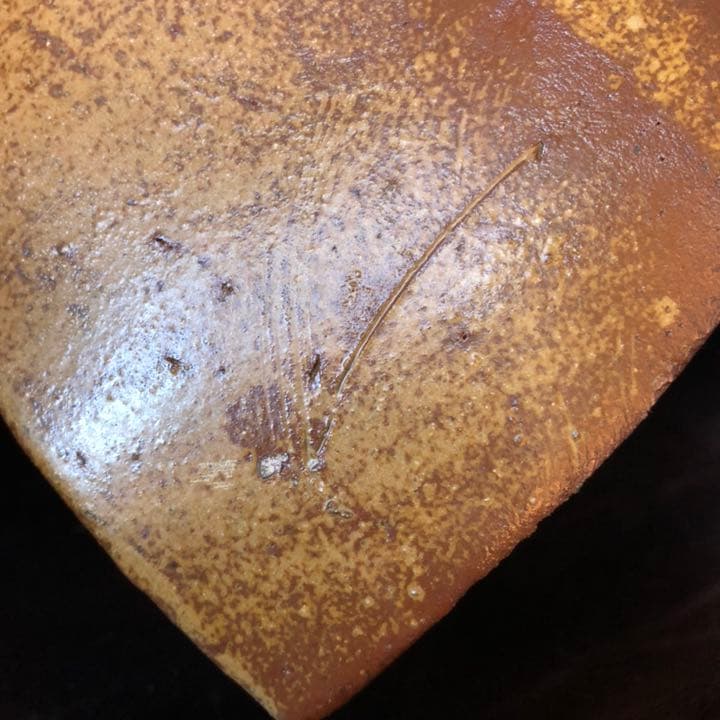 古美術品◼️お茶室よりステキな雰囲気の菓子皿が出てきました、茶道具、備前焼、角皿