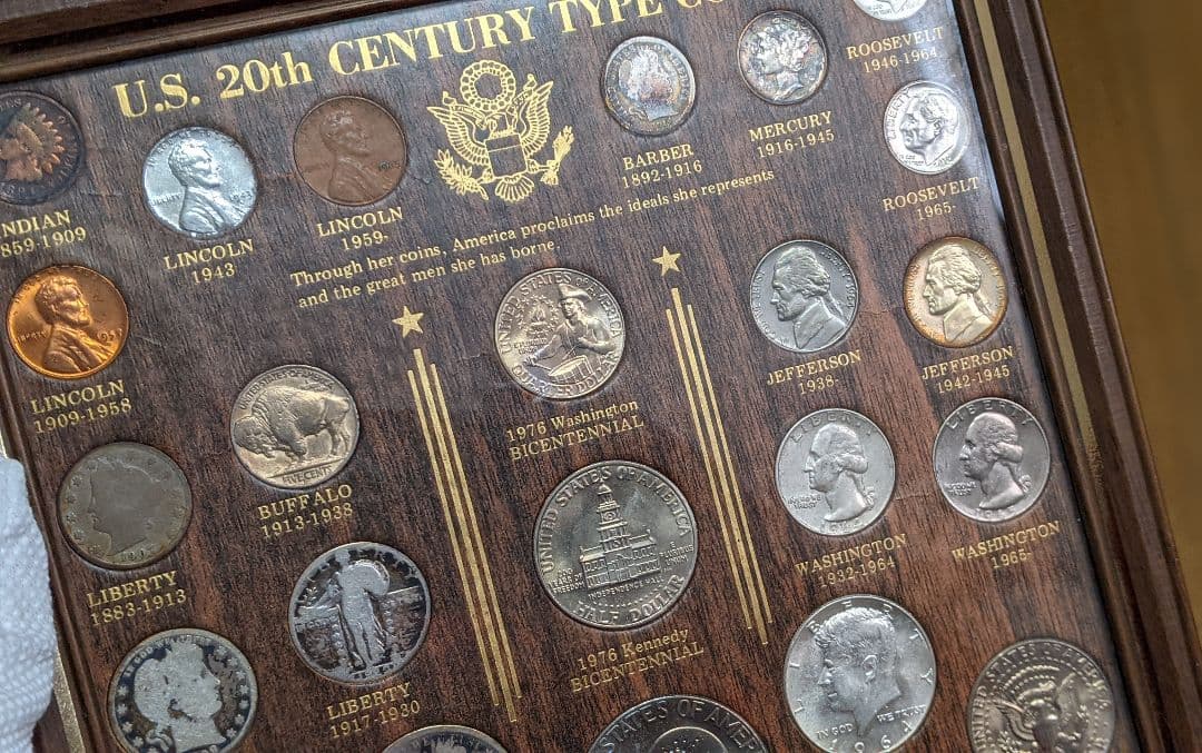 アメリカ 銀貨 US Type Coin Set 20世紀 古銭 硬貨 フレーム
