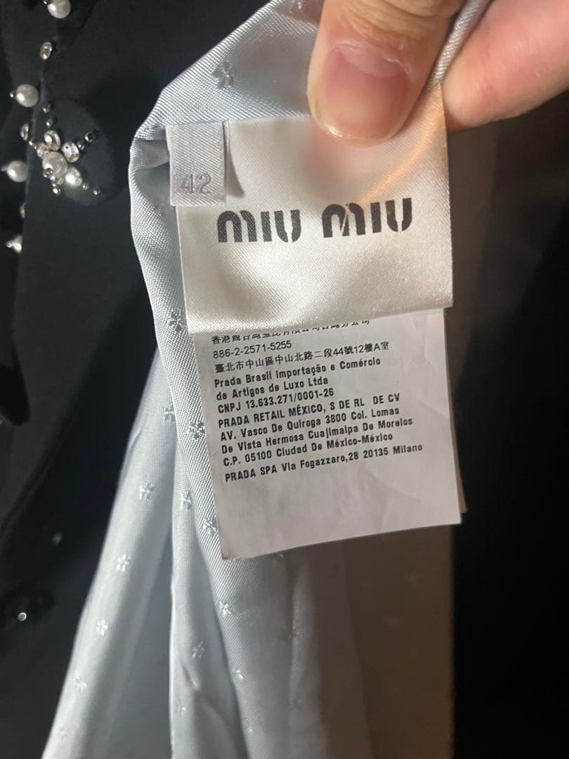 miu miu ミュウミュウ フリル付き黒チェスターコート 42 【希少品】