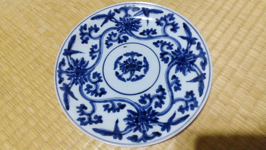 古伊万里 ?唐草紋　７寸皿　江戸中期　無傷