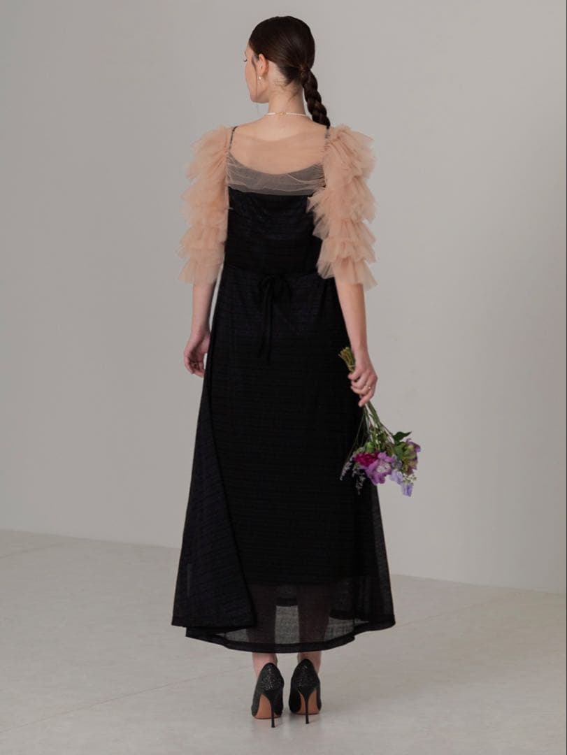 ティアードフリルチュールボレロワンピースドレス結婚式二次会パーティー成人式デート