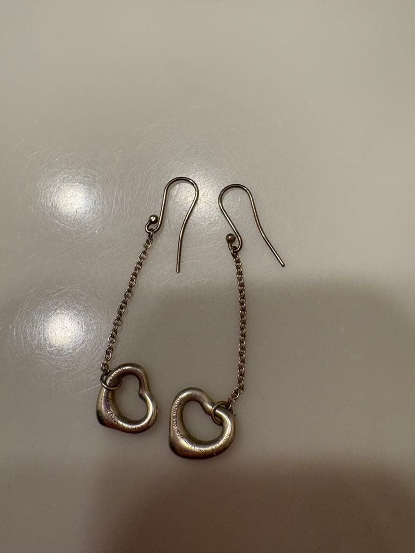 ティファニーシルバー ハート型 チェーンピアス