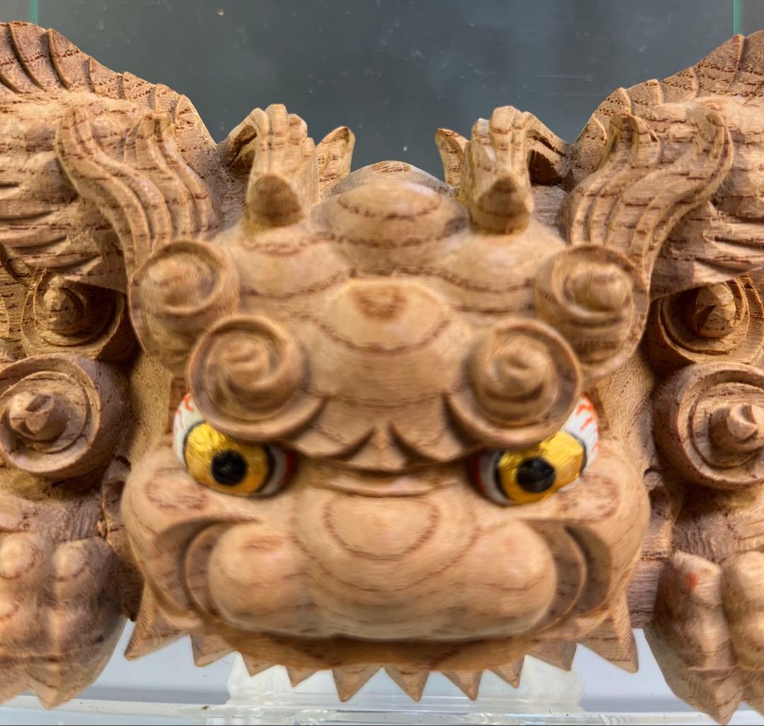 【木彫　獅噛】だんじり　魔除け　社寺彫刻　宮彫り　山車　悪疫を噛み砕く