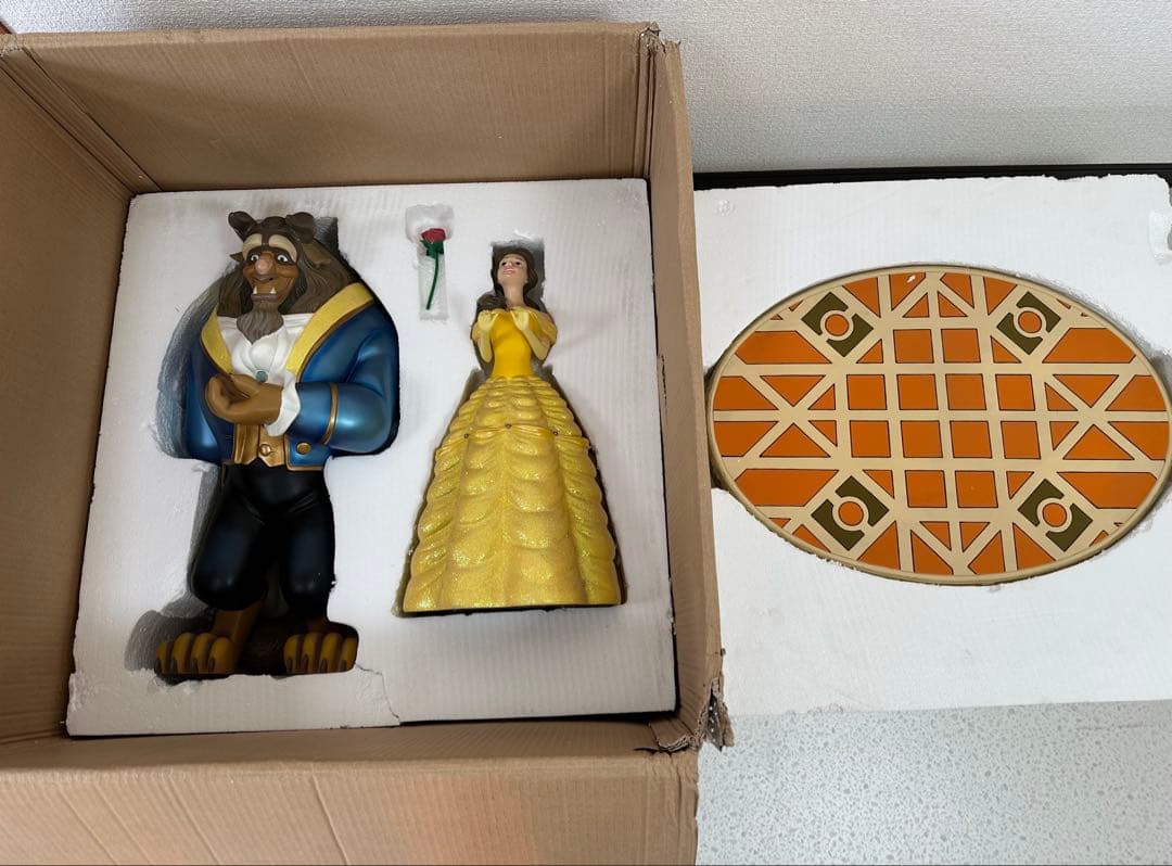 【未使用品】ディズニー 美女と野獣 陶器 フィギュア 高さ約64cm ※i1※
