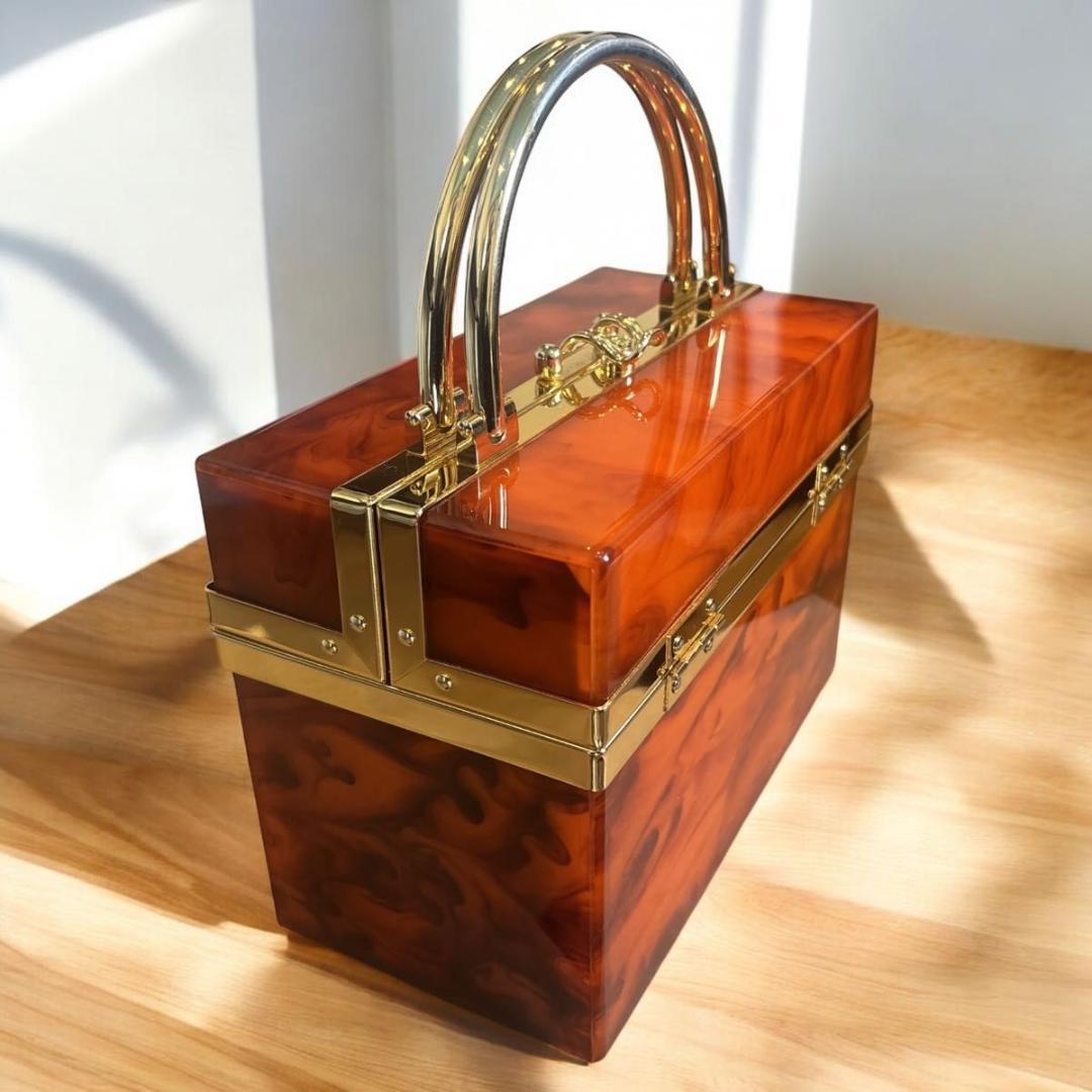 【美品】ボルサソベラナ　バニティバッグ　ハンドバッグ　Red×Gold