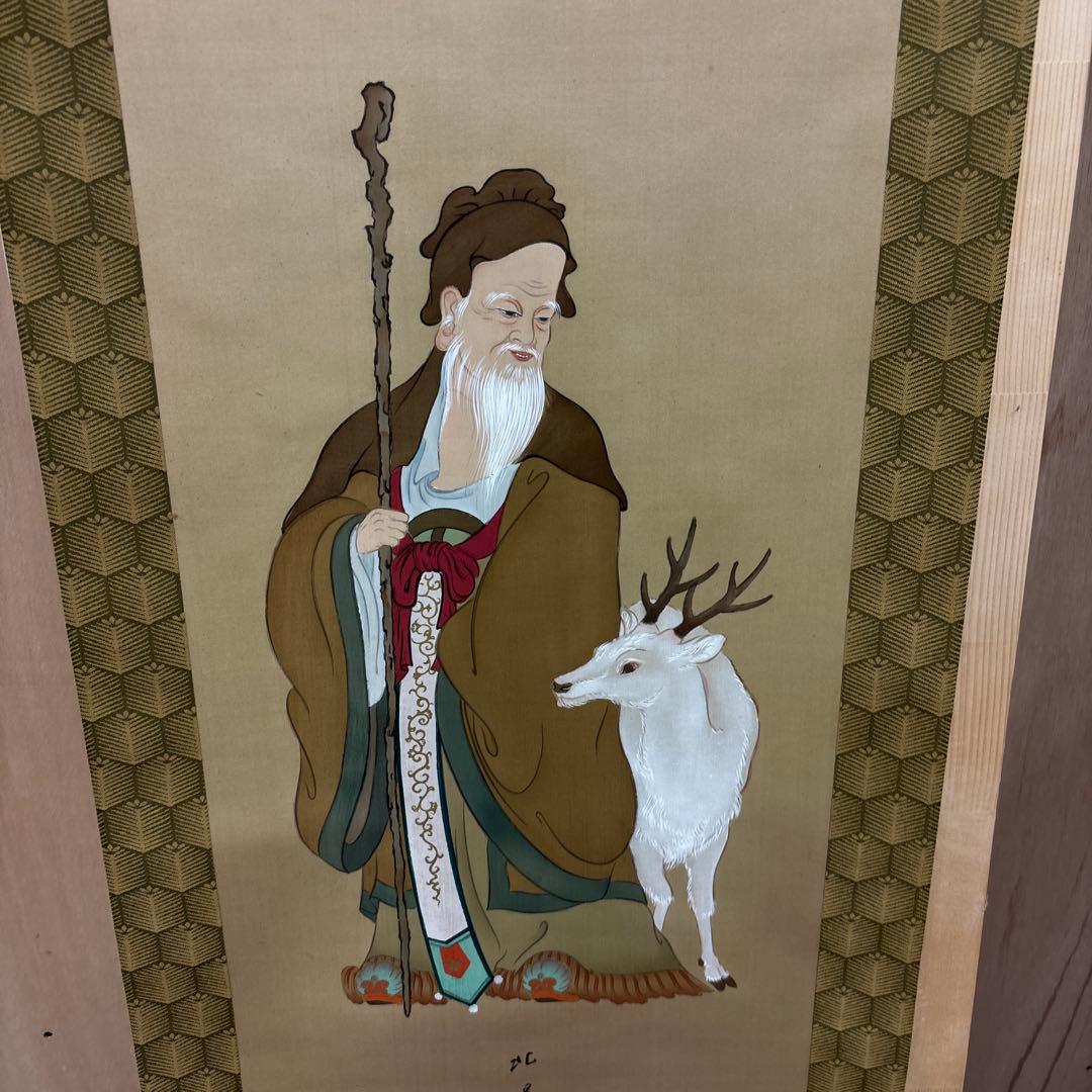 亀と梅の花 寿老人　3セット掛軸　　0121o84