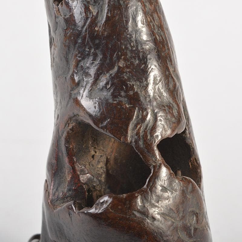 中国　天然木　瘤木　漢詩文　オブジェ　置物　時代箱付　M　R7432