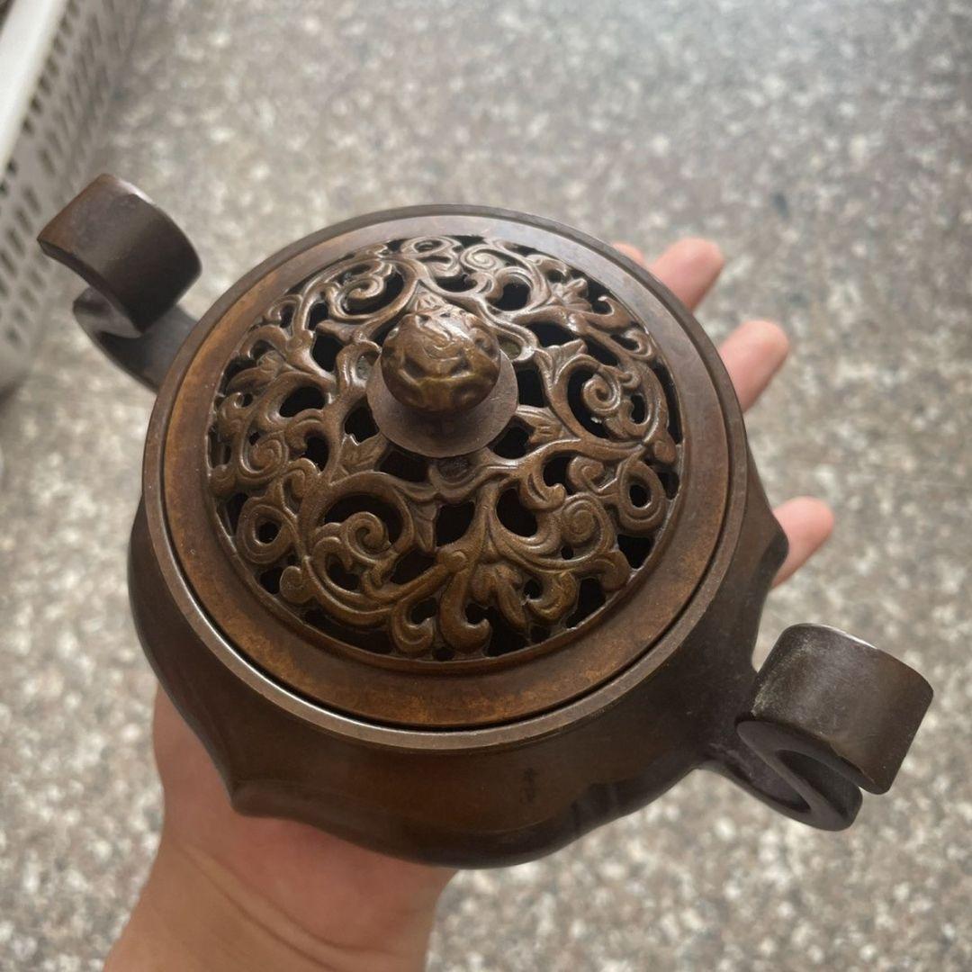 銅器 海棠薫香炉 仏具 室内檀香炉 茶道香炉 装飾品 工芸品 置物