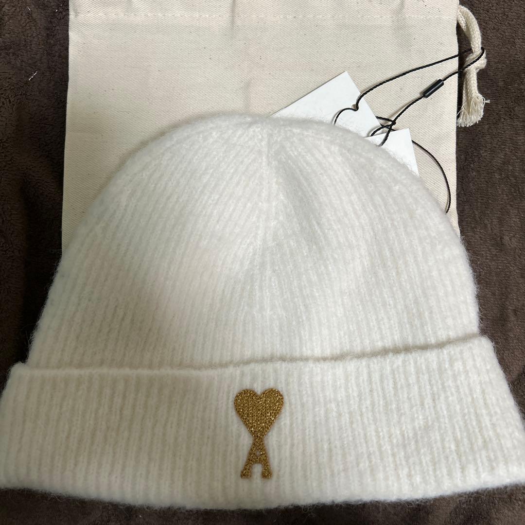 AMI Paris Ami de Coeur ビーニー アイボリー