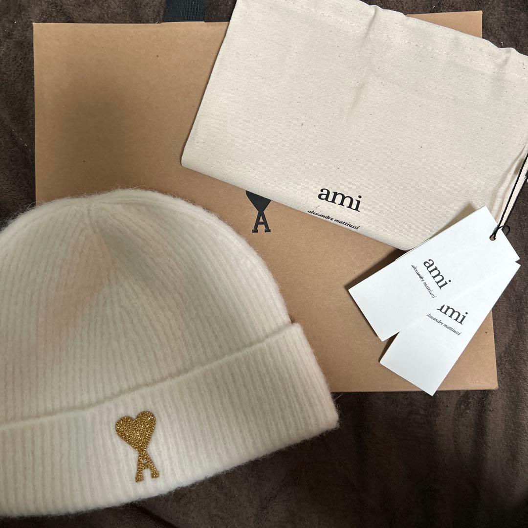 AMI Paris Ami de Coeur ビーニー アイボリー
