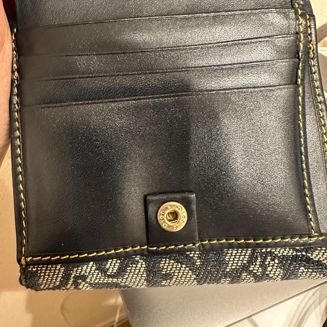 【美品】クリスチャンディオール、 三つ折り財布 ベージュ/ネイビー