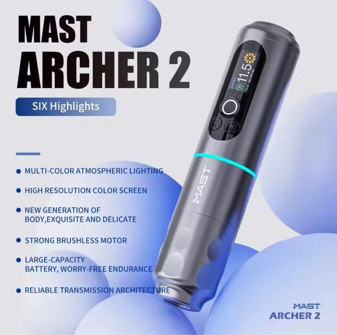 MAST ワイヤレスタトゥーマシン ブラシレスモーター LEDディスプレイ