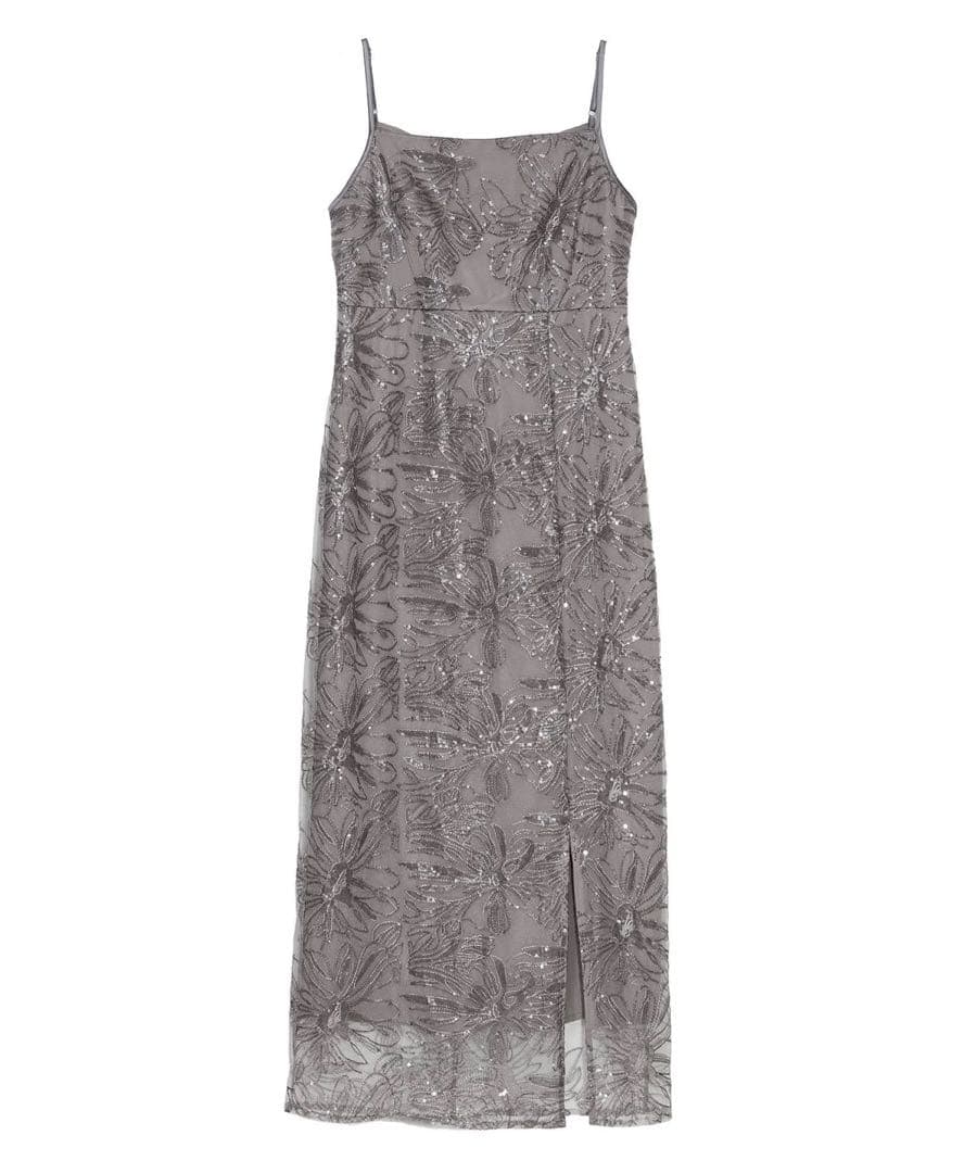 LEJA フリルチュールスリーブリボンIラインワンピースドレス