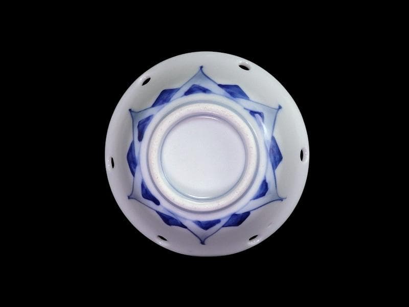 伊万里　染付　雪輪　東屋に山水の図　向付　３客　AS-fbts