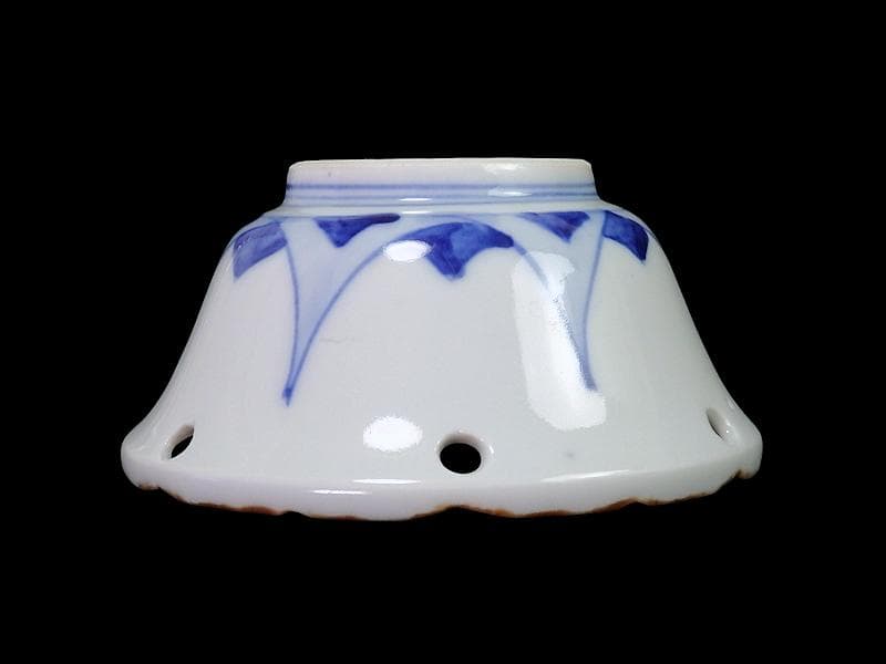 伊万里　染付　雪輪　東屋に山水の図　向付　３客　AS-fbts