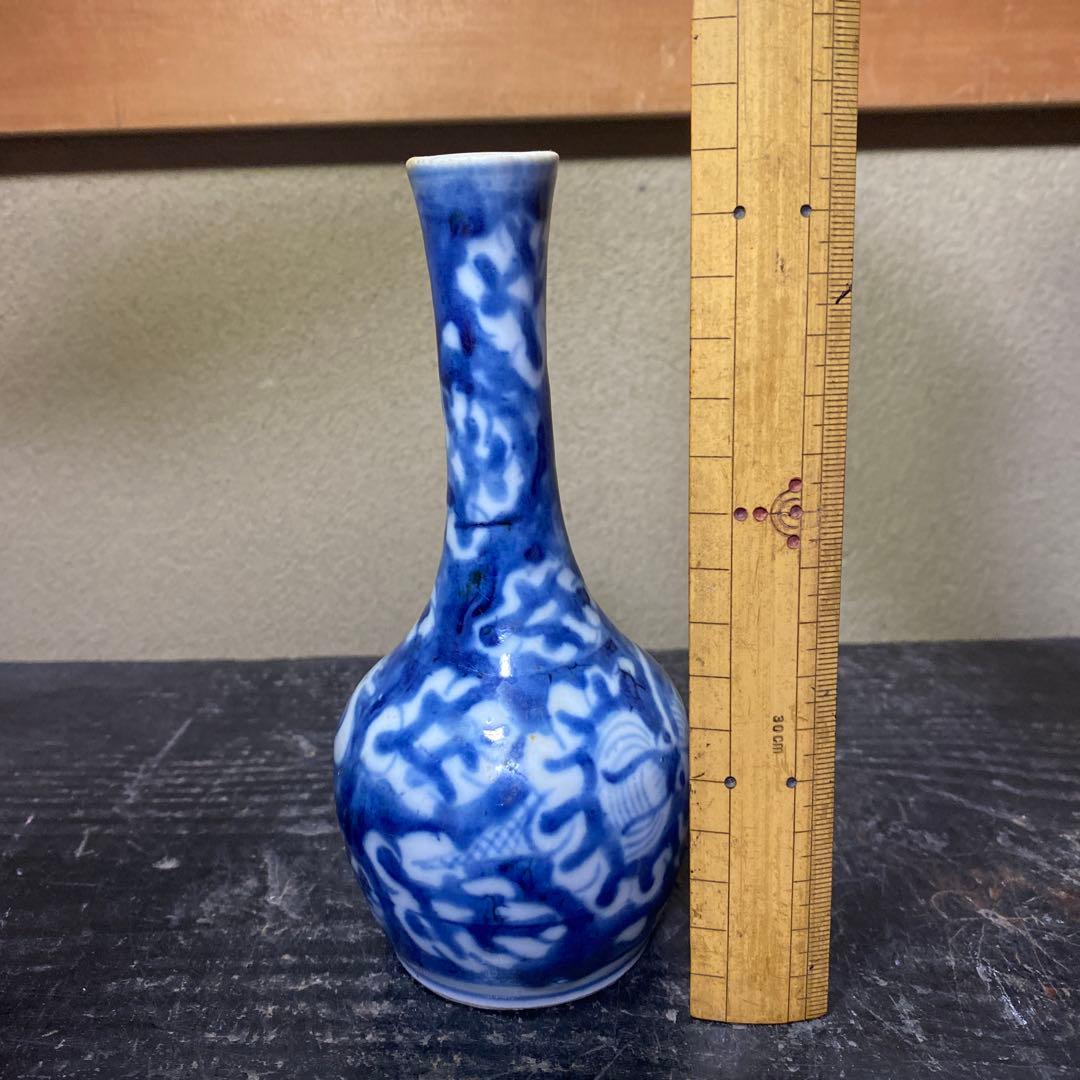 清朝染付徳利　中国古玩