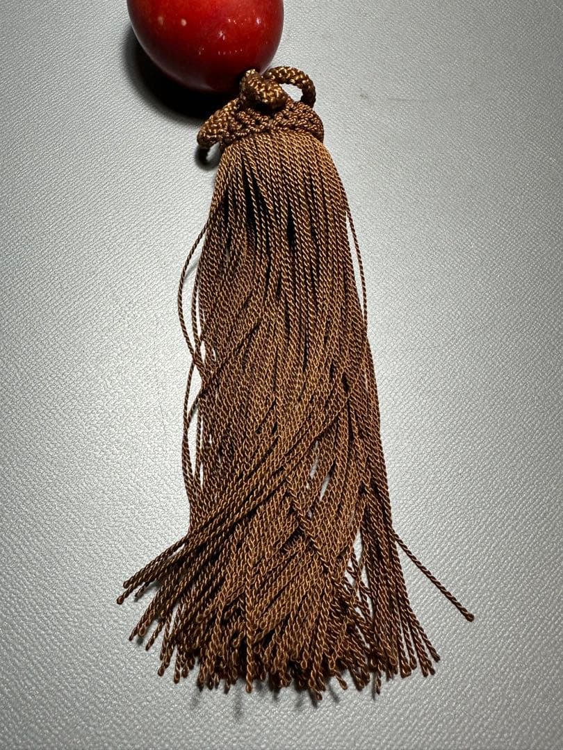 赤玉　風鎮　掛け軸飾り　房飾り　中国美術　検索:珊瑚　サンゴ　瑪瑙　赤石